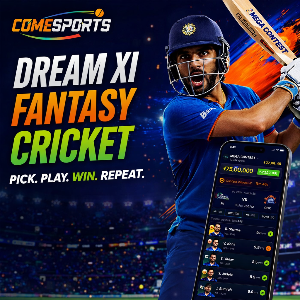 Come Cricket Team Dream XI fantasy cricket ad visual