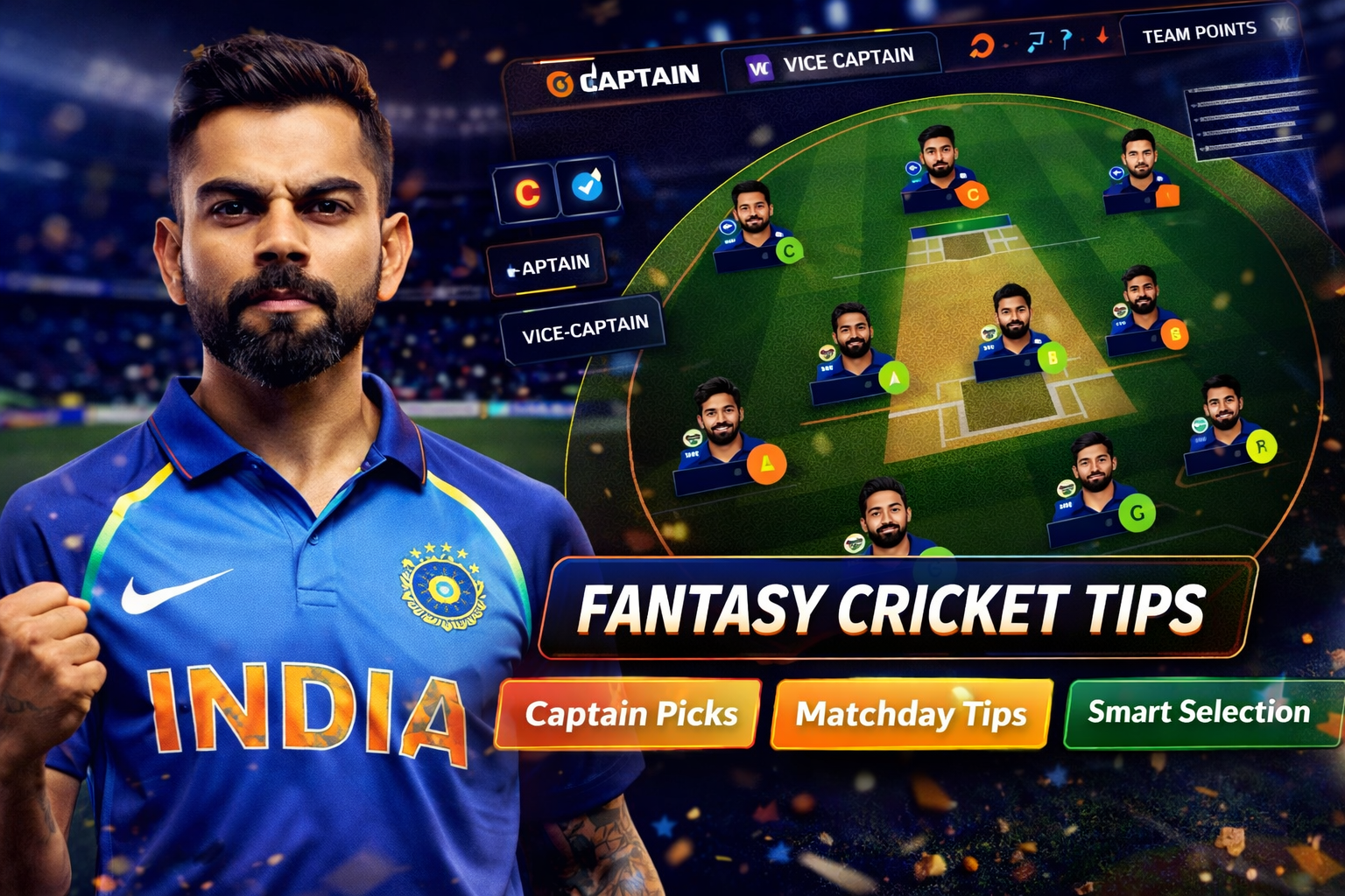 Come Cricket Team role based fantasy cricket checklist
